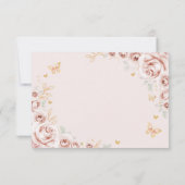Blush Pink Gold Floral Quinceanera Reply RSVP Karte (Rückseite)