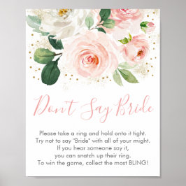 Blush Pink Gold Floral Sage nicht Bride Game Poster