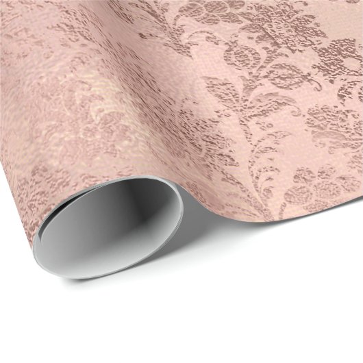 Blush Pink Gold Floral Skinny Burlap Linde Geschenkpapier (Rolleneckpunkt)