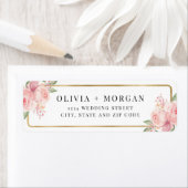 Blush Pink Gold Floral Wedding Rücksendeadresse (Insitu)