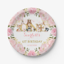 Blush Pink Gold Floral Woodland 1. Geburtstag Part