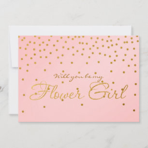 Blush Pink & Gold Foil Confetti FLOWER GIRL Karte