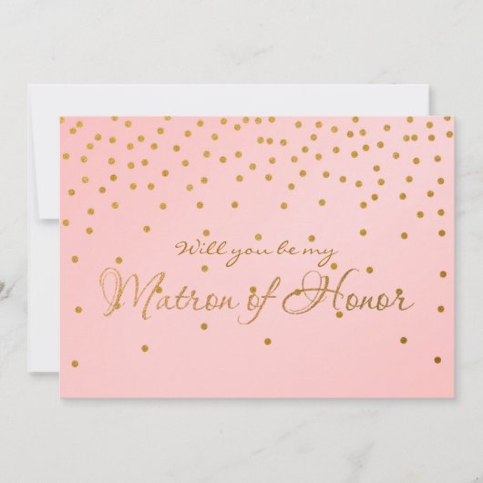 Blush Pink Gold Foil Confetti MATRON EONOR Karte (Vorderseite)
