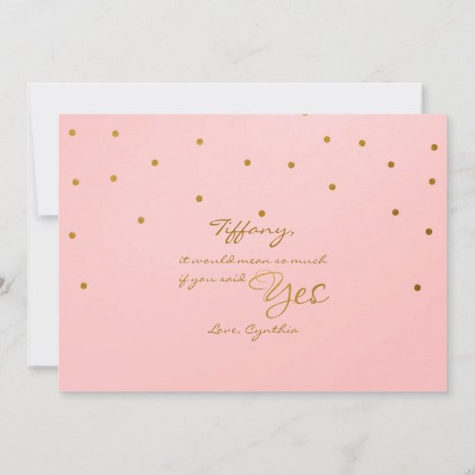 Blush Pink Gold Foil Confetti MATRON EONOR Karte (Rückseite)