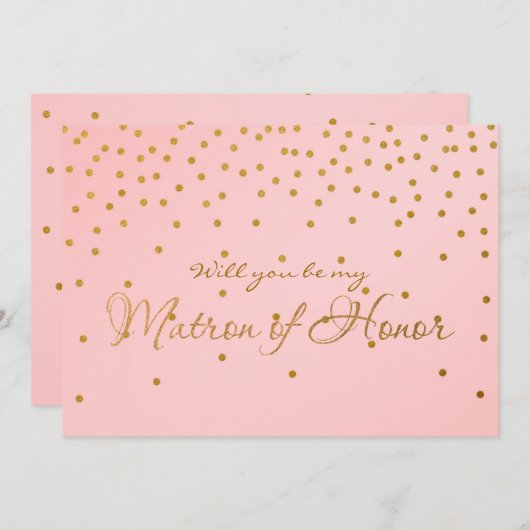 Blush Pink Gold Foil Confetti MATRON EONOR Karte (Vorne/Hinten)