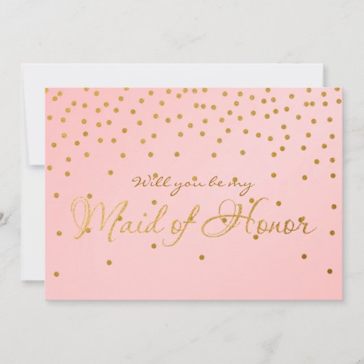 Blush Pink & Gold Foil Confetti TRAUZEUGIN Card Einladung (Vorderseite)