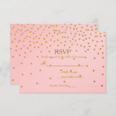 Blush Pink & Gold Foil Confetti Wedding RSVP Card (Vorne/Hinten)
