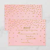 Blush Pink & Gold Foil Confetti Wedding RSVP Card Karte (Vorne/Hinten)