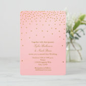 Blush Pink & Gold Foil Dots Moderne Einladungen (Stehend Vorderseite)