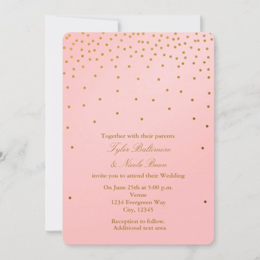 Blush Pink & Gold Foil Dots Moderne Einladungen (Vorderseite)