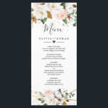 Blush Pink Gold Geometrie und White Magnolia Flora Menükarte<br><div class="desc">Blush Pink Gold Geometric und White Magnolia Floralpeony Rose,  Eukalyptus,  grüne und andere Aquarellelemente in weiß,  rot-rosa oder rosa pfirsichfarben und mehr. Das Grün ist in dunklen und hellgrünen Farbtönen gehalten,  wobei einige Elemente mit Gold, </div>