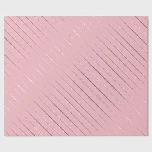Blush Pink Gold gestreifter Glam Shiny Design Stil Geschenkpapier (Flach)