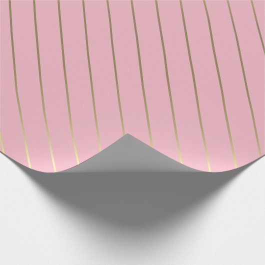 Blush Pink Gold gestreifter Glam Shiny Design Stil Geschenkpapier (Ecke)