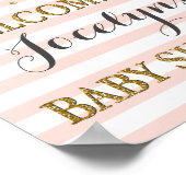 Blush Pink Gold Girl Baby Dusche Begrüßungszeichen Poster (Ecke)