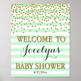 Blush Pink Gold Girl Baby Dusche Begrüßungszeichen Poster