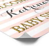 Blush Pink Gold Girl Baby Sprinkle Begrüßungszeich Poster (Ecke)