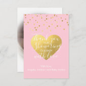 Blush Pink & Gold Girl Babydusche Danke FOTO (Vorne/Hinten)