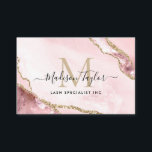 Blush Pink Gold Glam Glitzer Marble Agate Monogram Visitenkarte<br><div class="desc">Moderne elegante,  rosafarbene Rosa Gold Glitzer Marmorpatrone Monogram Visitenkarte</div>
