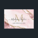 Blush Pink Gold Glam Glitzer Marble Agate Monogram Visitenkarte<br><div class="desc">Moderne elegante,  rosafarbene Rosa Gold Glitzer Marmorpatrone Monogram Visitenkarte</div>