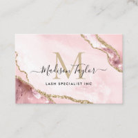 Blush Pink Gold Glam Glitzer Marble Agate Monogram