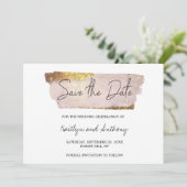 Blush Pink & Gold Glam Script Save The Date (Stehend Vorderseite)