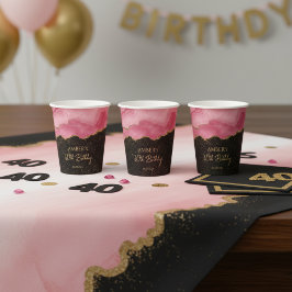 Blush Pink Gold Glitter Abstract Watercolor Marble Pappbecher