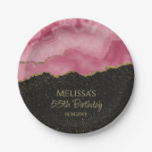 Blush Pink Gold Glitter Abstract Watercolor Marble Pappteller (Vorderseite)