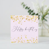 Blush Pink Gold Glitter Happy Birthday Karte (Stehend Vorderseite)