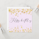 Blush Pink Gold Glitter Happy Birthday Karte (Vorderseite/Rückseite Beispiel)