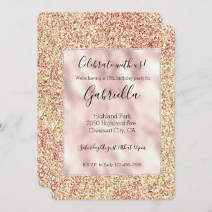 Blush Pink Gold Glitter Ombre Einladung