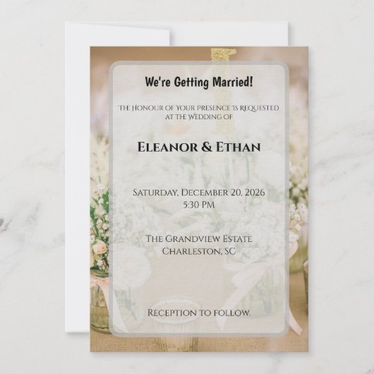 Blush Pink & Gold Glitter Rustic Elegant Wedding I Einladung (Vorderseite)