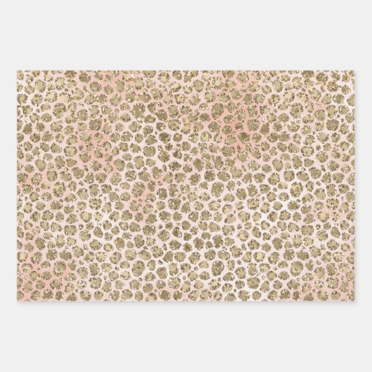 Blush Pink Gold Glitz Sparkle Tierdrucke Geschenkpapier Set (Vorderseite 2)