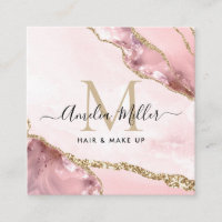 Blush Pink Gold Glitzer Agate Hair Makeugram Monog