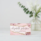 Blush Pink Gold Glitzer Agate Marble Girl Script Visitenkarte (Stehend Vorderseite)