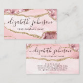 Blush Pink Gold Glitzer Agate Marble Girl Script Visitenkarte (Vorne/Hinten)