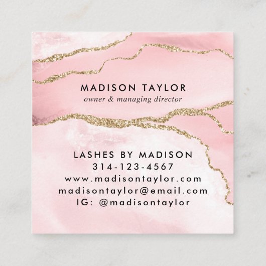 Blush Pink Gold Glitzer Agate Marble Monogram Nied Terminkarte (Rückseite)