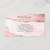Blush Pink Gold Glitzer Agate Marble Monogram Visitenkarte (Rückseite)