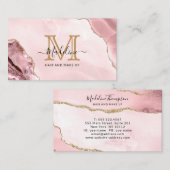 Blush Pink Gold Glitzer Agate Marble Monogram Visitenkarte (Vorne/Hinten)