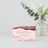 Blush Pink & Gold Glitzer Aquarellfarbe Gilde Agat Visitenkarte (Stehend Vorderseite)