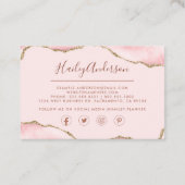 Blush Pink & Gold Glitzer Aquarellfarbe Gilde Agat Visitenkarte (Rückseite)