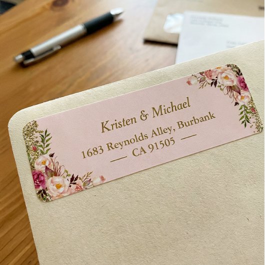 Blush Pink Gold Glitzer Bloral