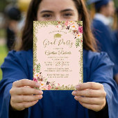 Blush Pink Gold Glitzer Bloral Graduation Party Einladung