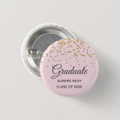Blush Pink Gold Glitzer Confetti Abschluss Gefalle Button (Vorne & Hinten)