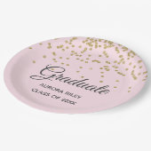 Blush Pink Gold Glitzer Confetti Abschluss Gefalle Pappteller (Schrägansicht)