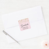 Blush Pink Gold Glitzer Confetti Abschluss Gefalle Quadratischer Aufkleber (Umschlag)