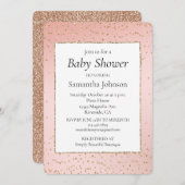 Blush Pink Gold Glitzer Confetti Babydusche Einladung (Vorne/Hinten)