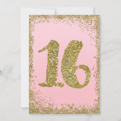 Blush Pink & Gold Glitzer Crown Sweet 16 Party Einladung (Rückseite)