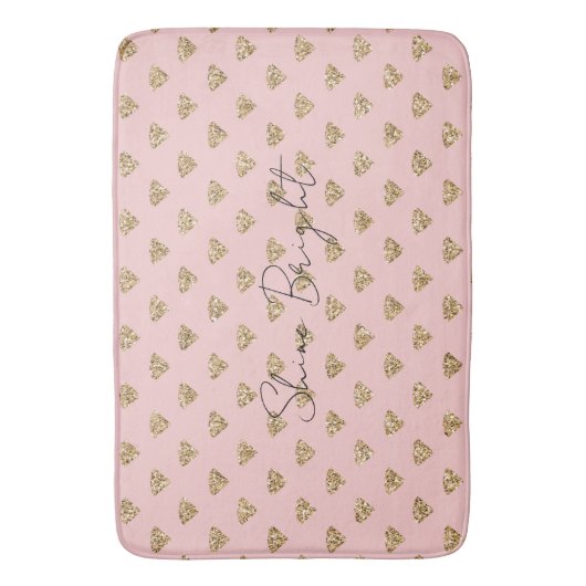 Blush Pink Gold Glitzer Diamonds Badematte (Vorderseite Vertikal)