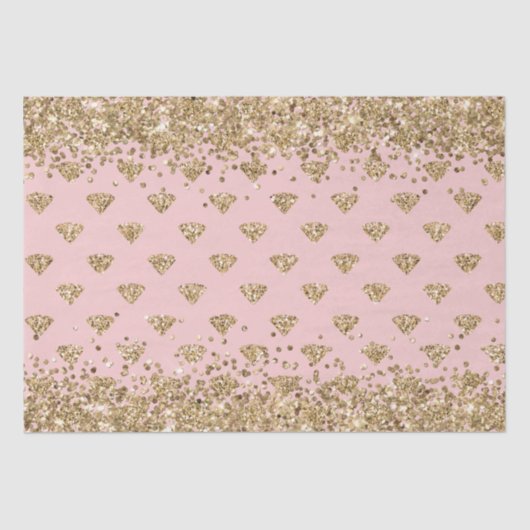 Blush Pink Gold Glitzer Diamonds Sparkone Seidenpapier (Vorderseite)