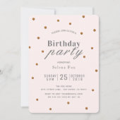 Blush Pink & Gold Glitzer Dots Geburtstag Einladun Einladung (Vorderseite)
